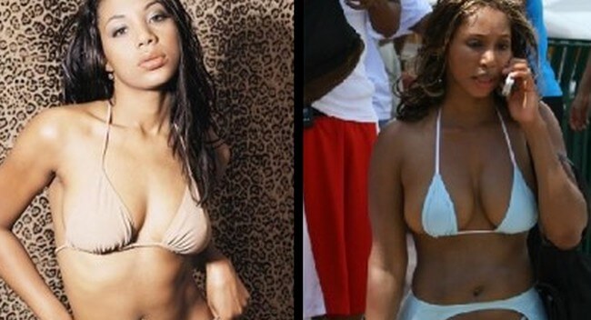 Tamar Braxton before and after breast implants plastic surgery. 